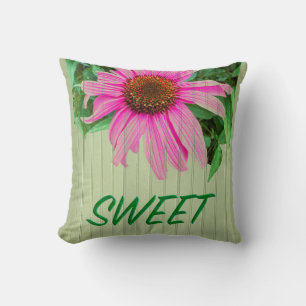 Coussin Fleurs de jardin vert mur SWEET mot