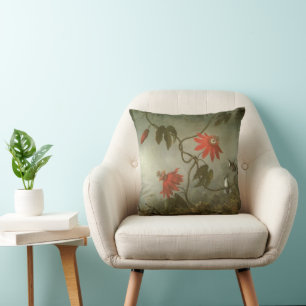 Coussin Fleurs de la passion et colibris par Martin J Head