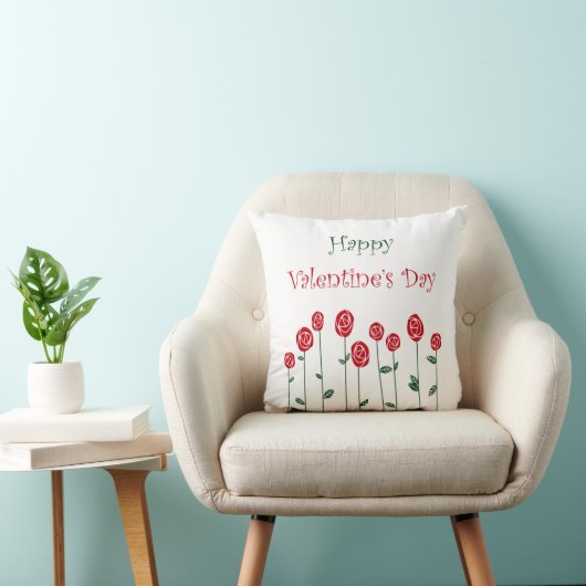 Coussin Fleurs de la Saint-Valentin Roses Autruche Amour R (Chaise)