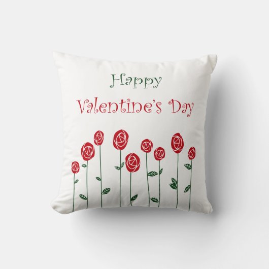 Coussin Fleurs de la Saint-Valentin Roses Autruche Amour R (Recto)