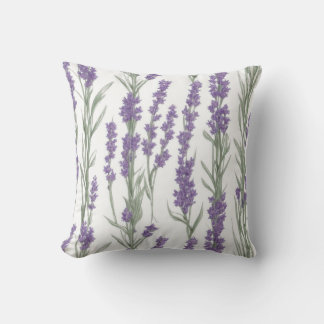 Coussin Fleurs de lavande à l'aquarelle