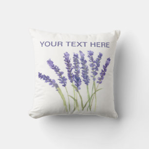Coussin fleurs de lavande aquarelle herbes chic pourpre