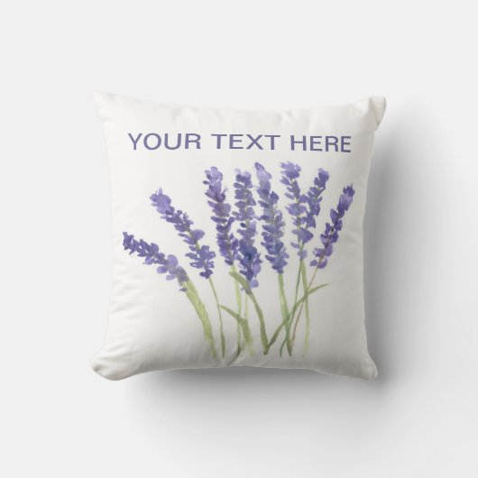 Coussin Fleurs de lavande aquarelle herbes chic pourpre th (Recto)