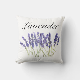 Coussin Fleurs de lavande herbes d'aquarelle violet chic t
