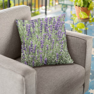 Coussin Fleurs de lavande violet Floral