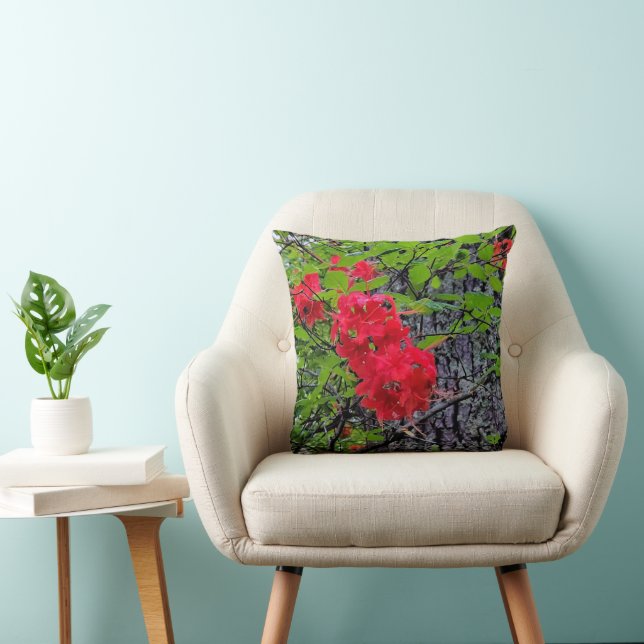 Coussin Fleurs de l'Azalée Rouge (Chaise)