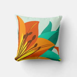 Coussin Fleurs de Lis Tigre Orange
