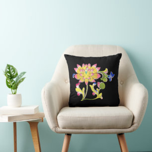 Coussin Fleurs de lotus et vigne