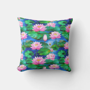 Coussin Fleurs de Lotus roses sur un étang
