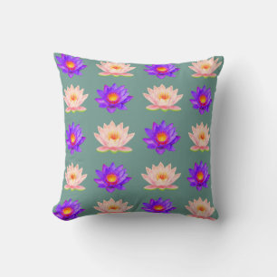 Coussin Fleurs de lotus violettes et roses