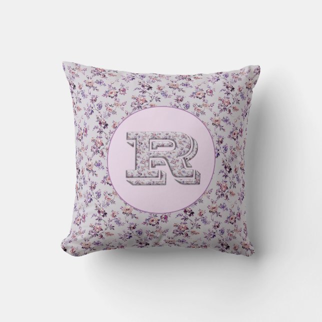 Coussin Fleurs de luxe Monogramme R (Recto)