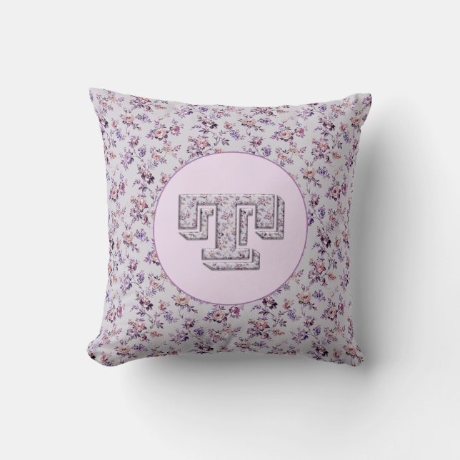 Coussin Fleurs de luxe Monogramme T (Recto)