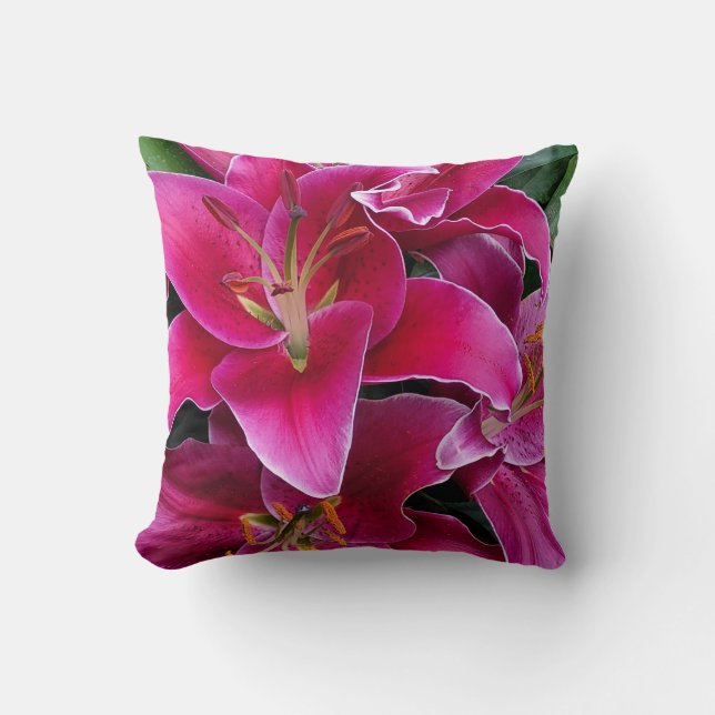 Coussin Fleurs de lys stargazers roses (Recto)
