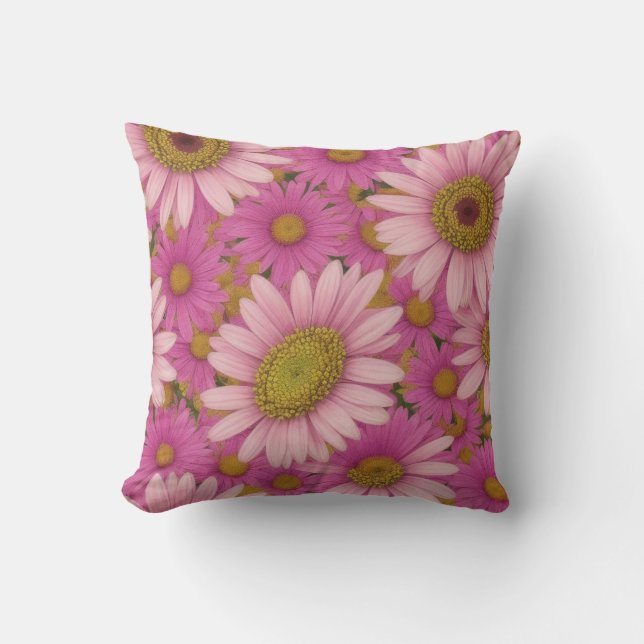 Coussin Fleurs de marguerite rose (Recto)