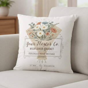 Coussin Fleurs de page de livre vintage sur mesure modèle