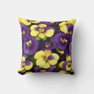 Coussin Fleurs de Pansy Jaune et Violet