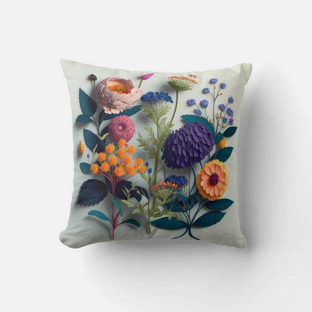 Coussin Fleurs de papier coupé coloré (Recto)