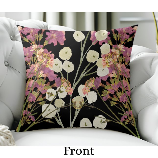 Coussin Fleurs de papier peint en Boho foncé (Créateur téléchargé)