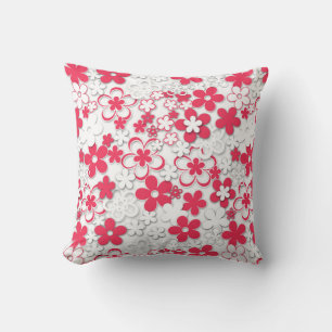 Coussin Fleurs de papier rouge et blanc