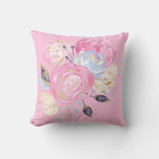 Coussin Fleurs de Parties scintillant d'or Pastel