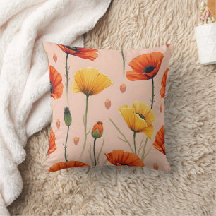Coussin fleurs de pavot