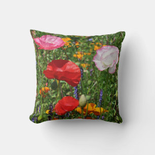 Coussin Fleurs de pavot colorées