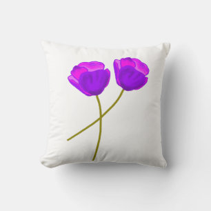 Coussin Fleurs de pavot pourpres