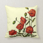 Coussin Fleurs de pavot rouge : Oeuvre originale<br><div class="desc">Voici ma peinture d'un fouillis de jolis pavots rouges. Vous pouvez changer l'arrière - plan en n'importe quelle couleur ; il est personnalisable.</div>