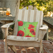 Coussin Fleurs de pavot Rouge Vert Paillettes Artistique A (Chaise)