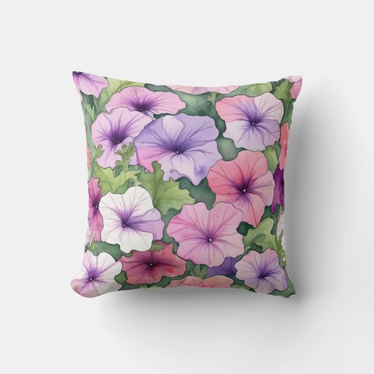 Coussin Fleurs de pétunia aquarelle (Recto)