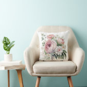 Coussin Fleurs de Pivoines de Verdure Florale Rose Blanc (Chaise)