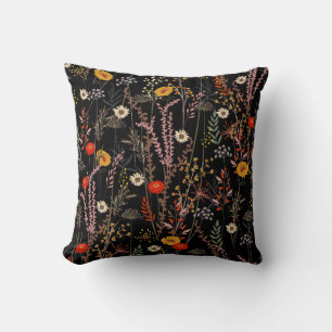 Coussin Fleurs de prairie en floraison main tiré