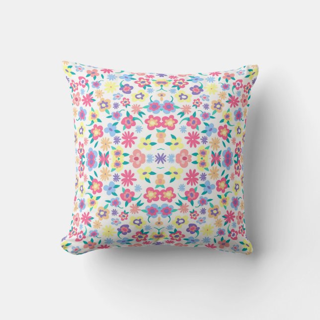 Coussin Fleurs de printemps colorées mignonnes motif (Recto)