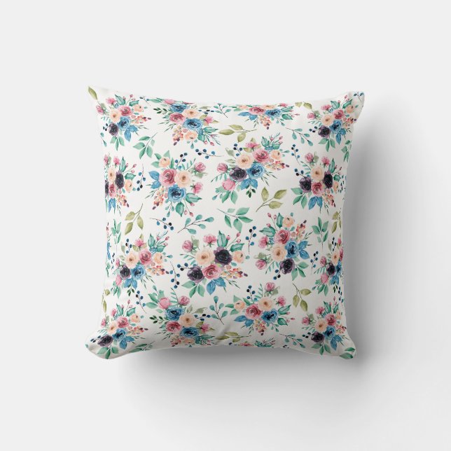 Coussin Fleurs de printemps colorées motif (Recto)