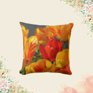 Coussin Fleurs de printemps des Tulipes orange