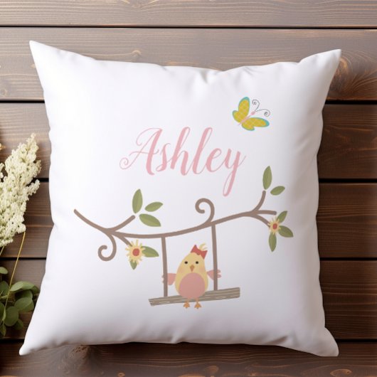 Coussin Fleurs de printemps Papillon rose Bébé