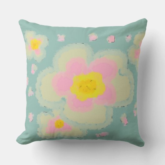 Coussin Fleurs de printemps (rose/vert) (Recto)