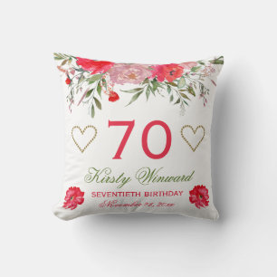 Coussin Fleurs de printemps roses élégantes à l'aquarelle 