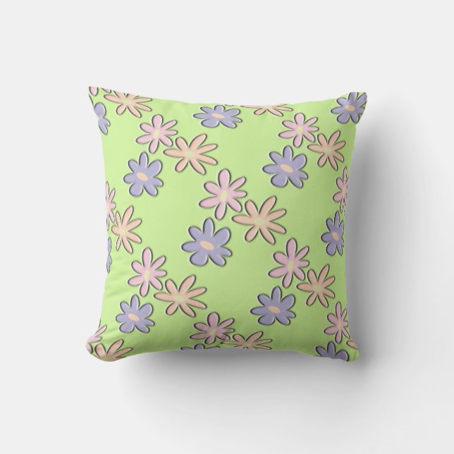 Coussin Fleurs de printemps vert (Recto)