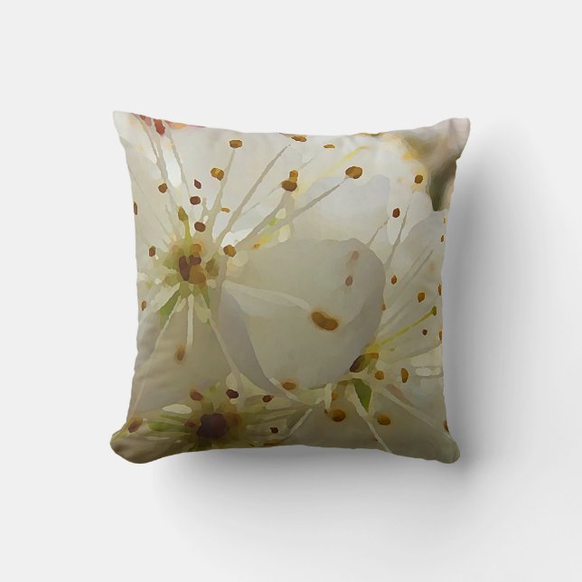 Coussin Fleurs de prune sauvage Art impressionniste et vot (Recto)