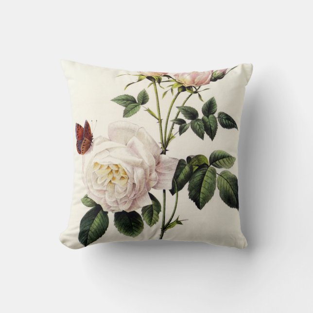 Coussin fleurs de rose blanche, Pierre Joseph Redouté (Recto)