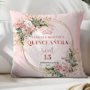 Coussin Fleurs de rose doré Verdure Cadeau parfait Quince 