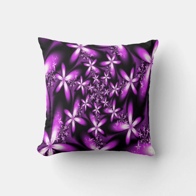 Coussin Fleurs de rose violacé de fractale (Recto)