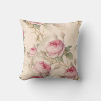 Coussin Fleurs de roses roses vintage Cottagecore Botaniqu