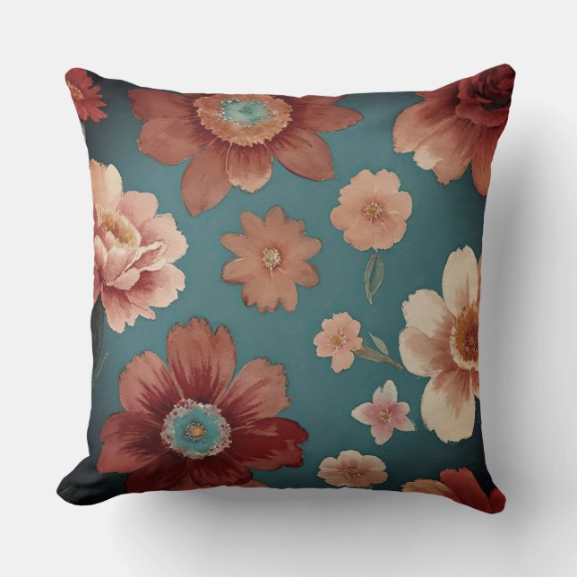 Coussin Fleurs de saumons colorées (Recto)