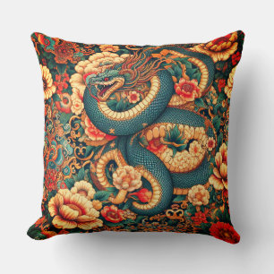 Coussin Fleurs de serpent vert
