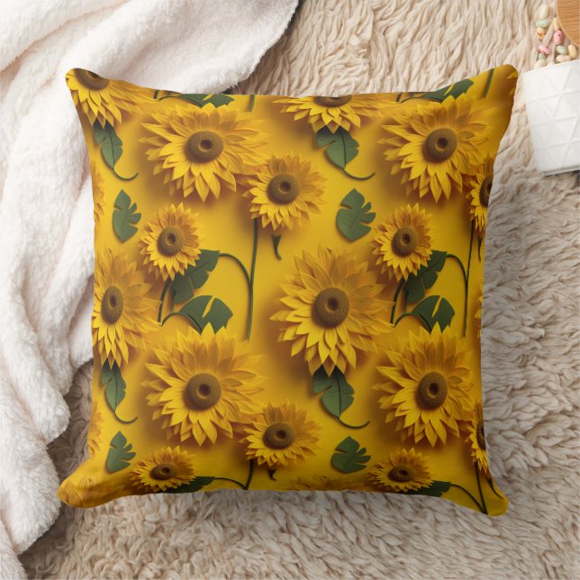 Coussin Fleurs de soleil 3d (Couverture)