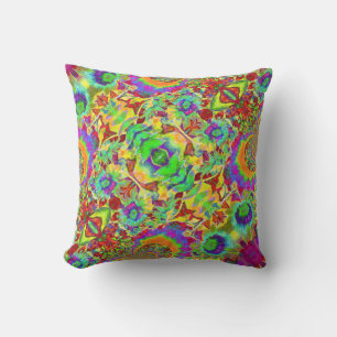 Coussin Fleurs de soleil Abstraites   fleurs funky rétro