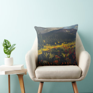 Coussin Fleurs de soleil dans les montagnes, par Gary Poli
