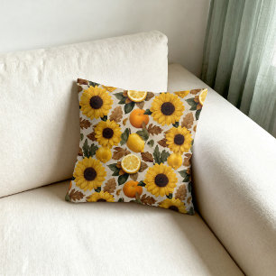 Coussin Fleurs de soleil et agrumes Automne Décor